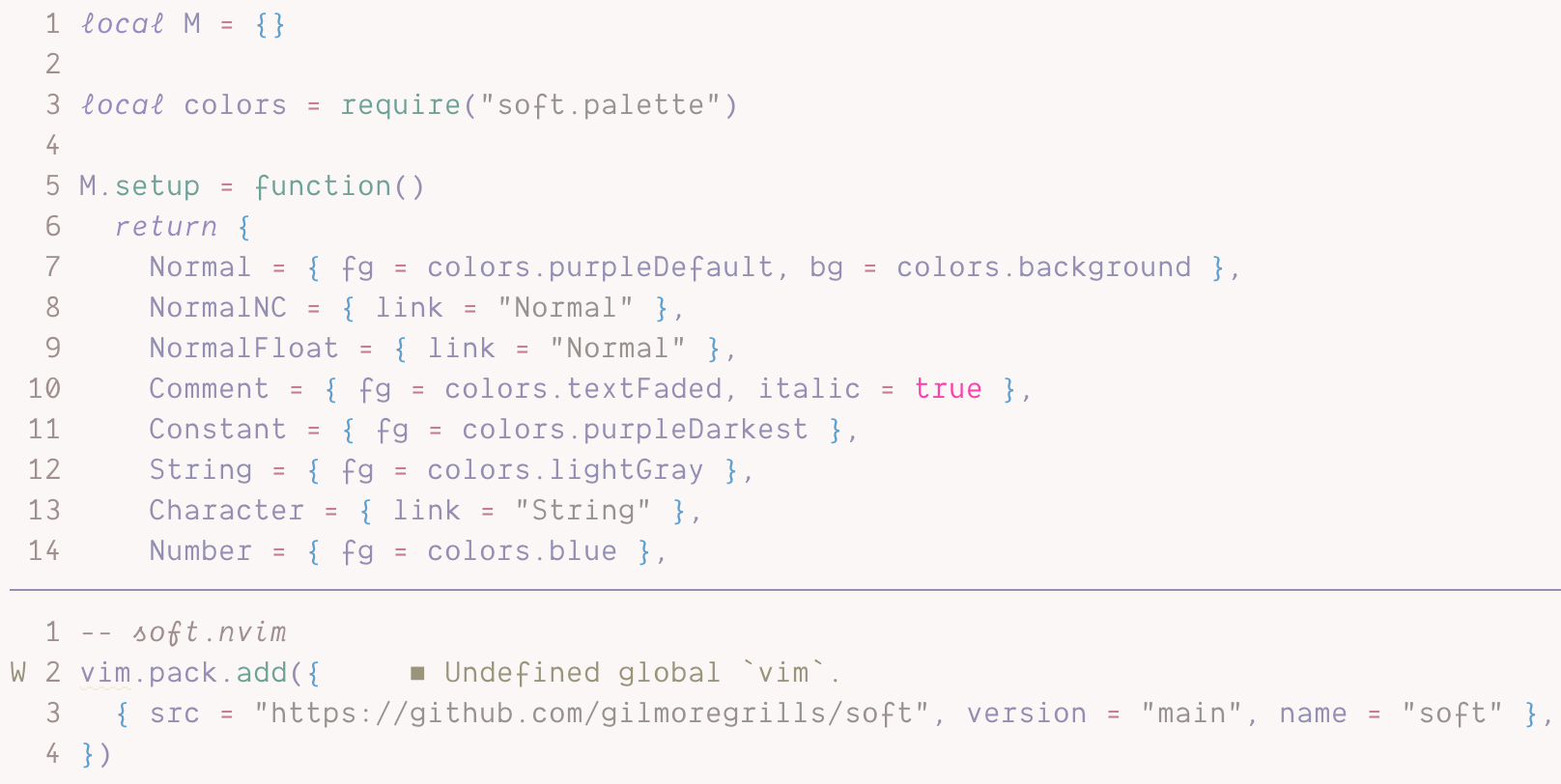 soft syntax theme screenshot